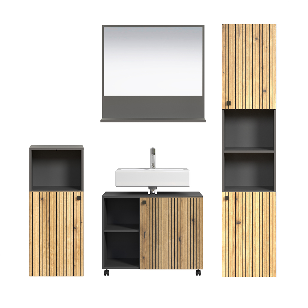 Provence Wooden Bathroom Furniture Set in Anthracite and Evoke Oak