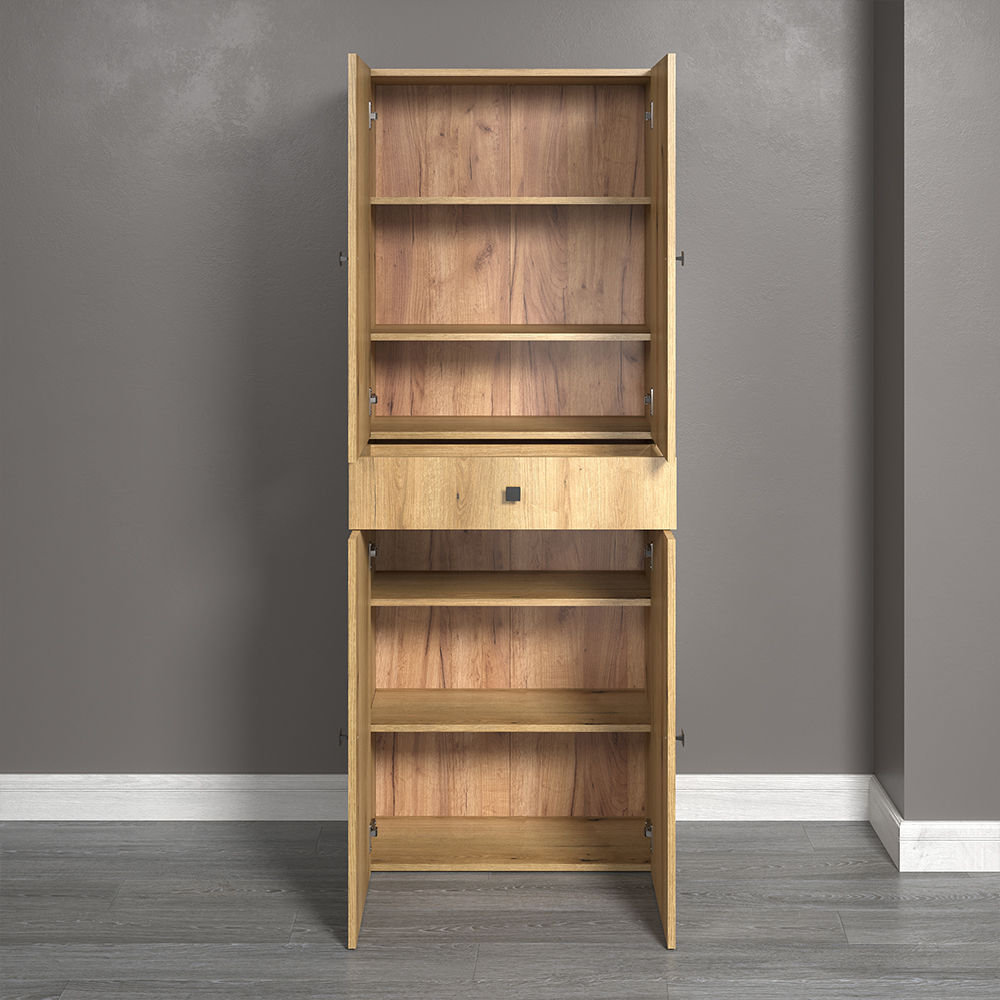 Provence Wooden Bathroom Storage Cabinet with 1 Drawer in Evoke Oak