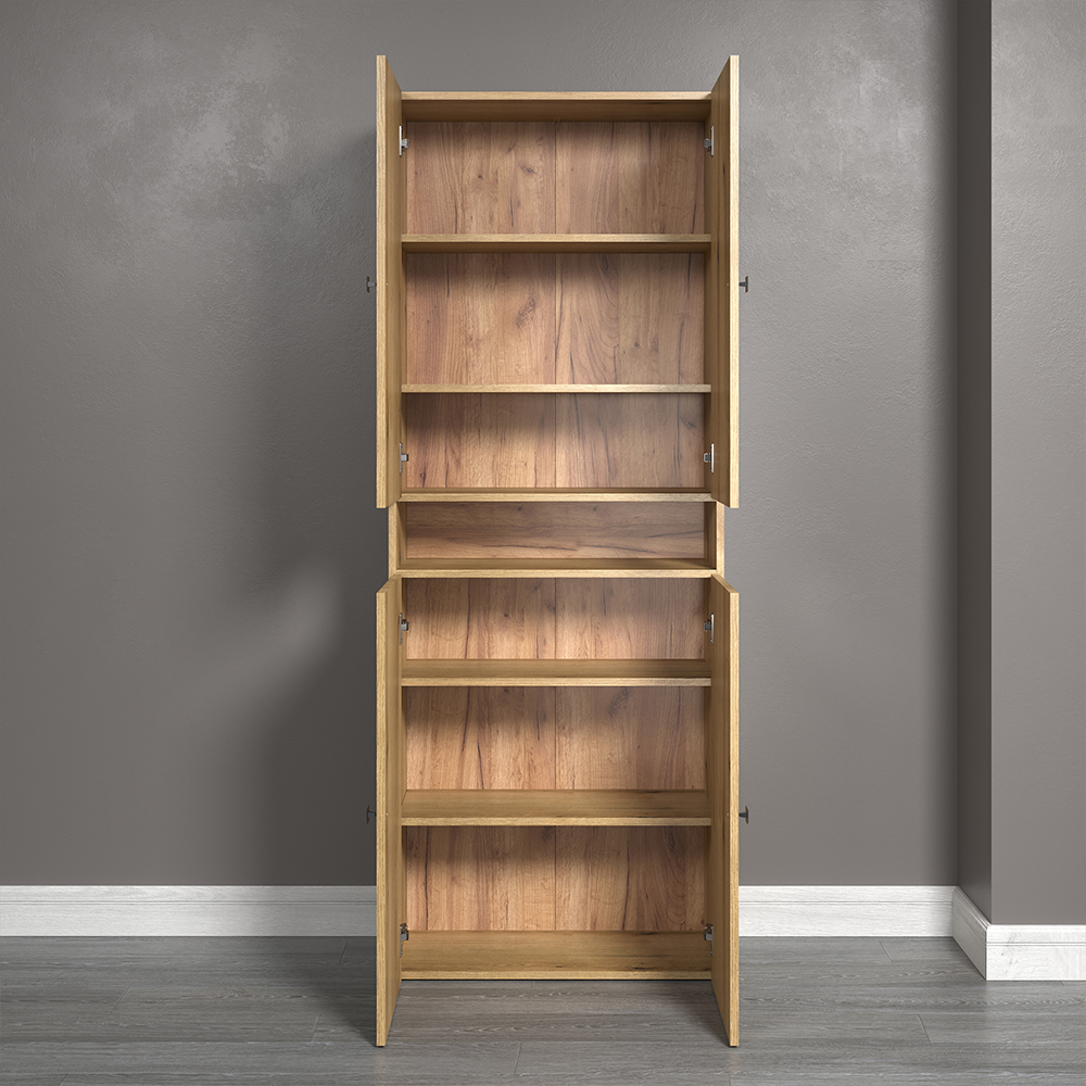 Provence Wooden Bathroom Storage Cabinet with 4 Doors in Evoke Oak