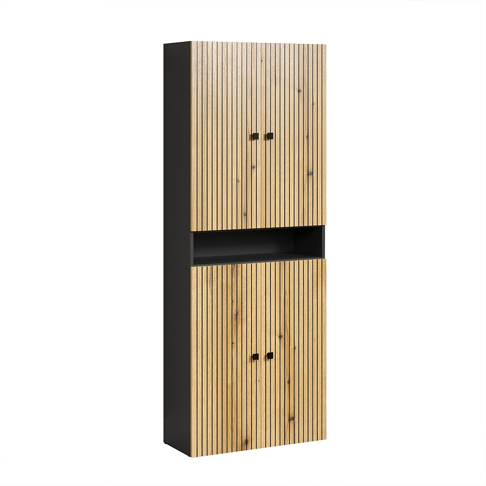 Provence Wooden Bathroom Storage Cabinet in Anthracite and Evoke Oak