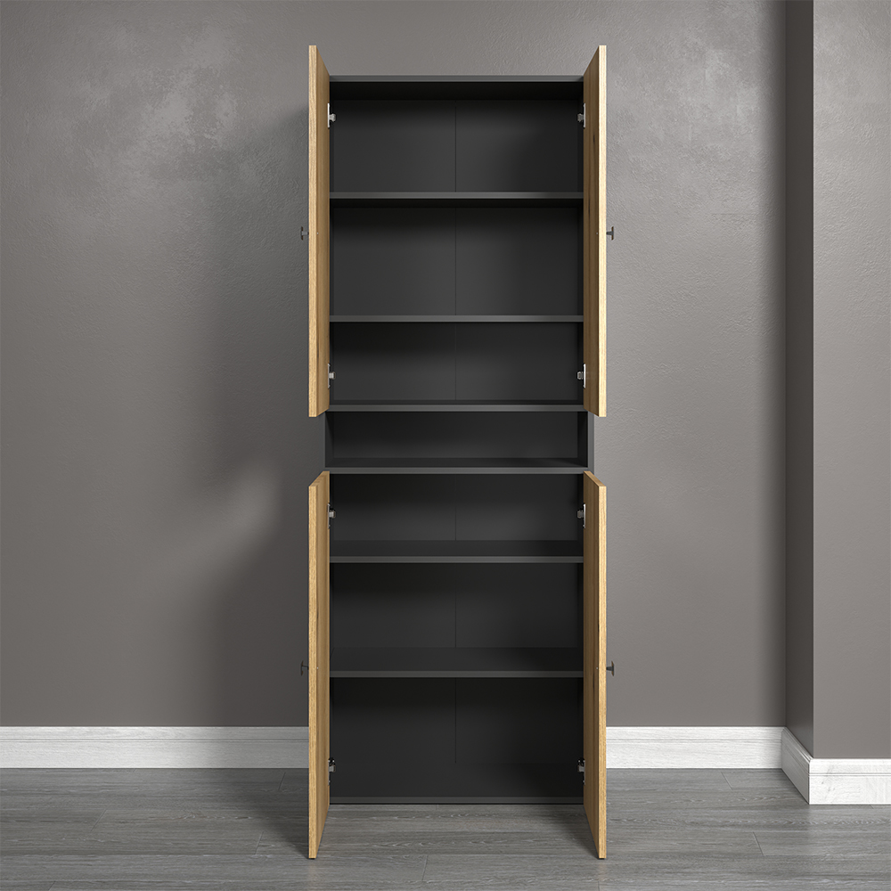 Provence Wooden Bathroom Storage Cabinet in Anthracite and Evoke Oak