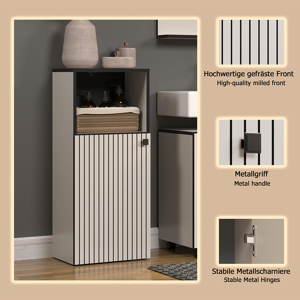 Provence Wooden Bathroom Storage Cabinet in Light Grey