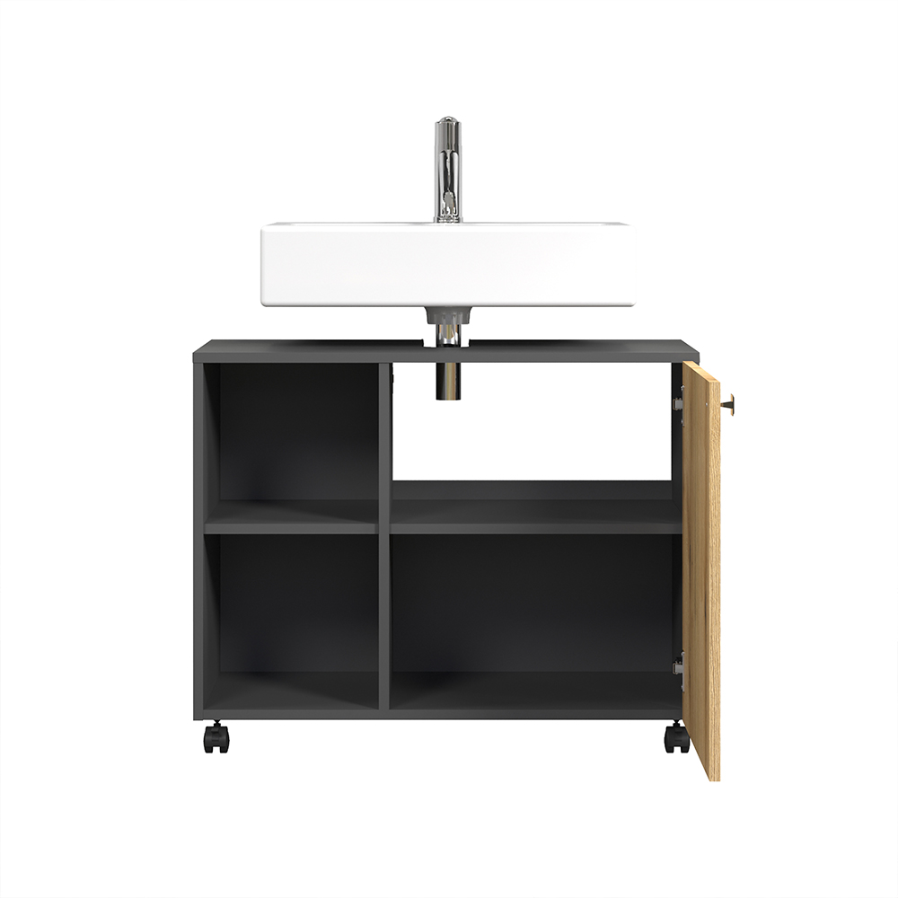 Provence Wooden Vanity Unit with 1 Door in Anthracite and Evoke Oak