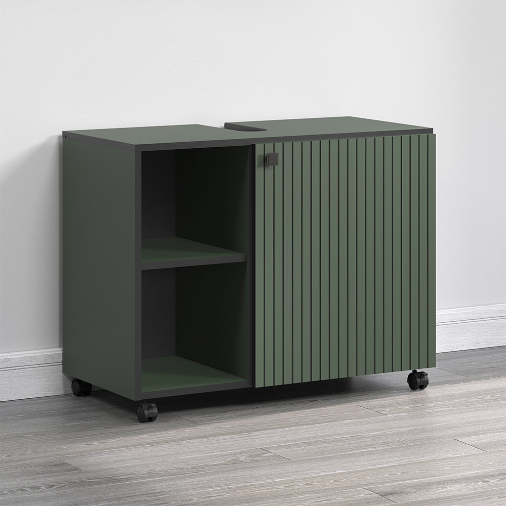 Provence Wooden Vanity Unit with 1 Door in Green