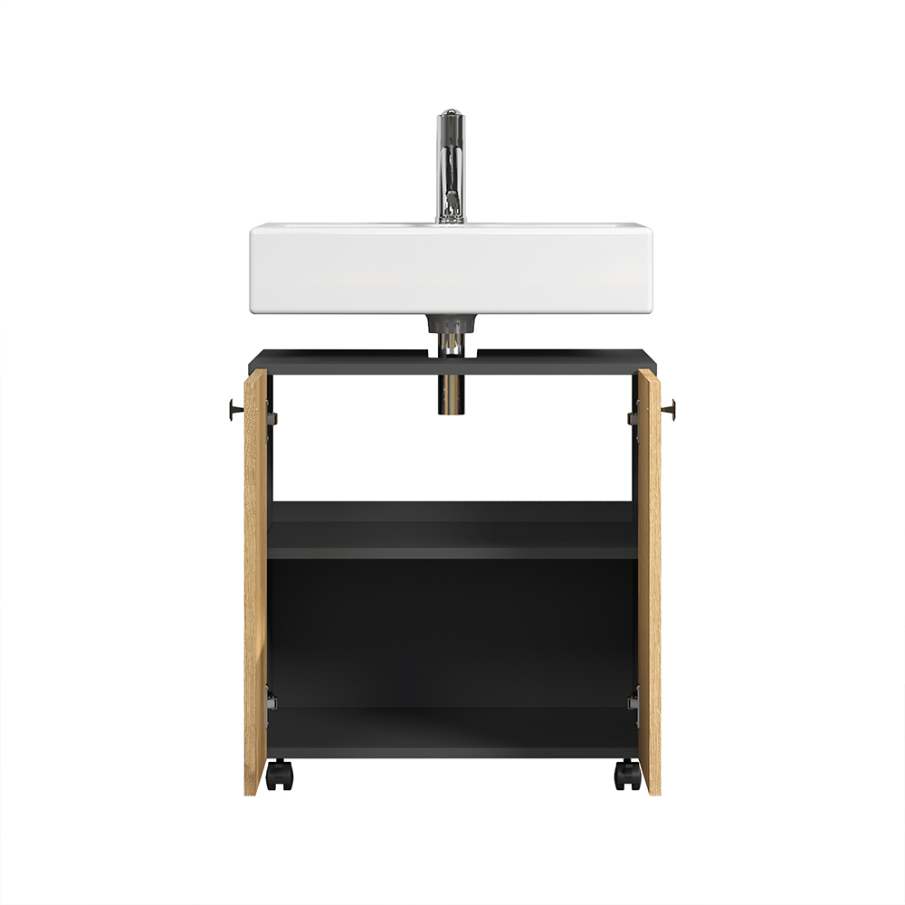 Provence Wooden Vanity Unit with 2 Doors in Anthracite and Evoke Oak