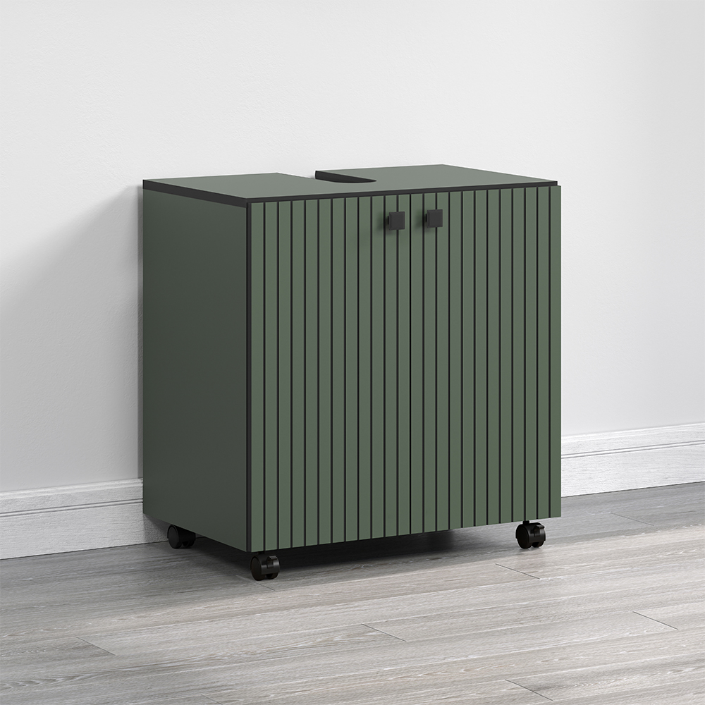 Provence Wooden Vanity Unit with 2 Doors in Green