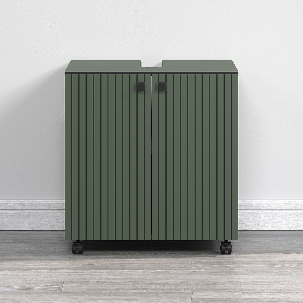 Provence Wooden Vanity Unit with 2 Doors in Green