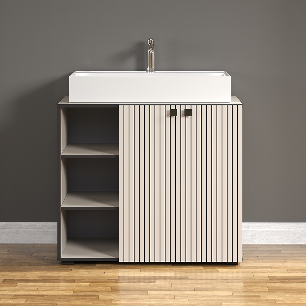 Provence Wooden Vanity Unit with Basin in Light Grey