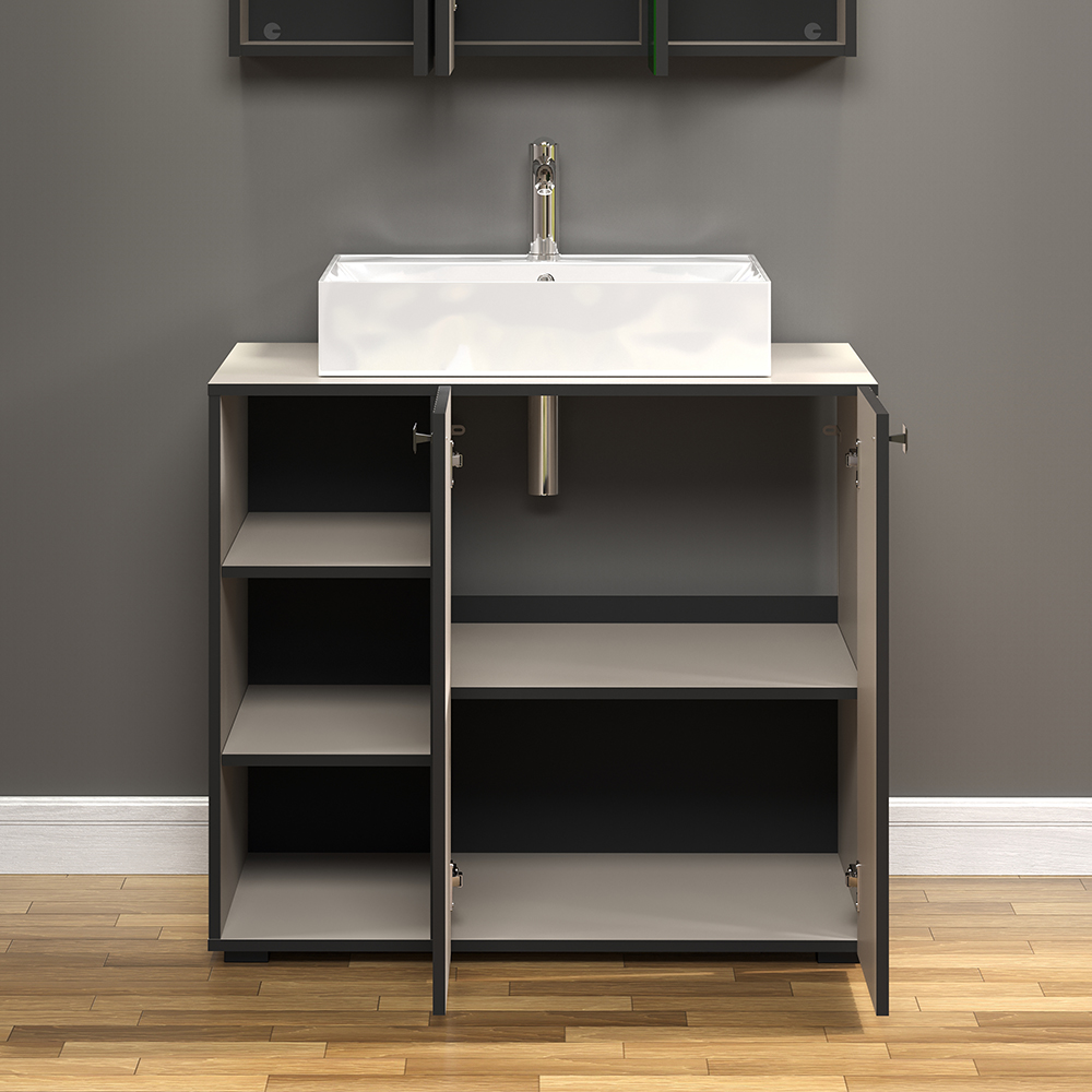 Provence Wooden Vanity Unit in Light Grey