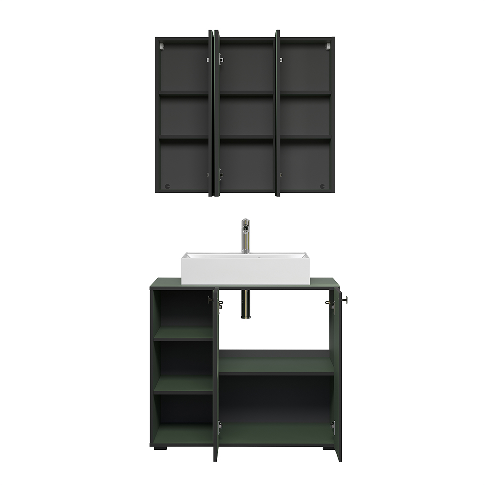 Provence Wooden Vanity Unit with Mirror in Green