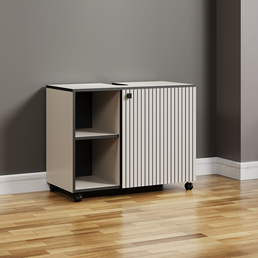 Provence Wooden Vanity Unit with 1 Door in Light Grey