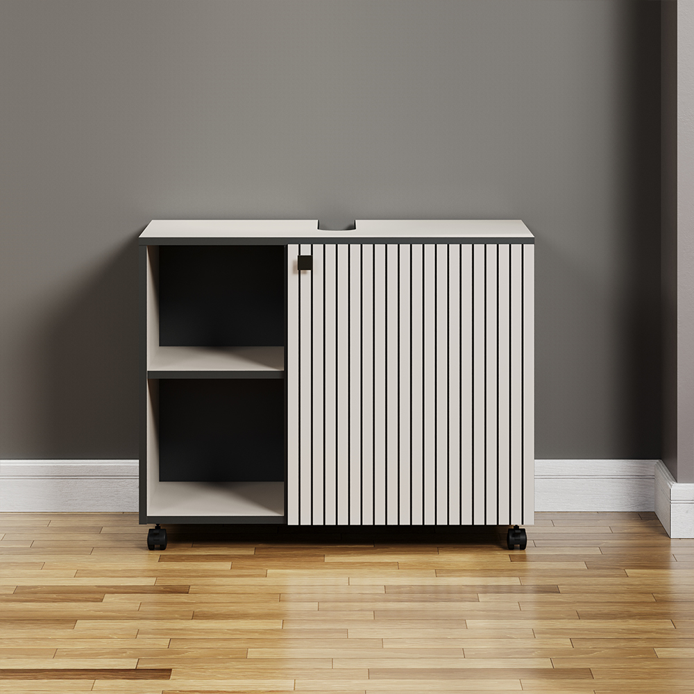 Provence Wooden Vanity Unit with 1 Door in Light Grey