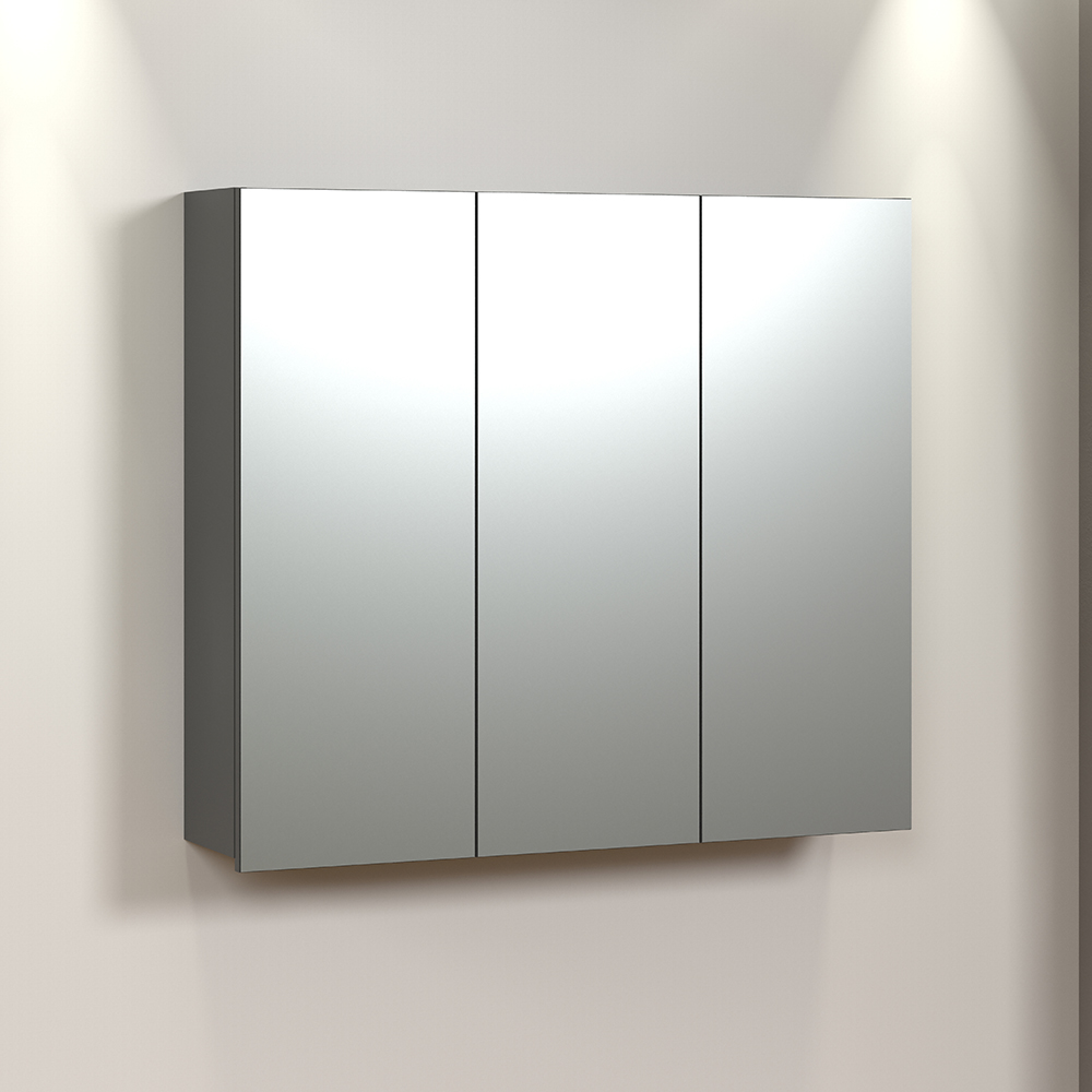 Provence Wooden Wall Mounted Bathroom Mirror Cabinet in Anthracite and Evoke Oak