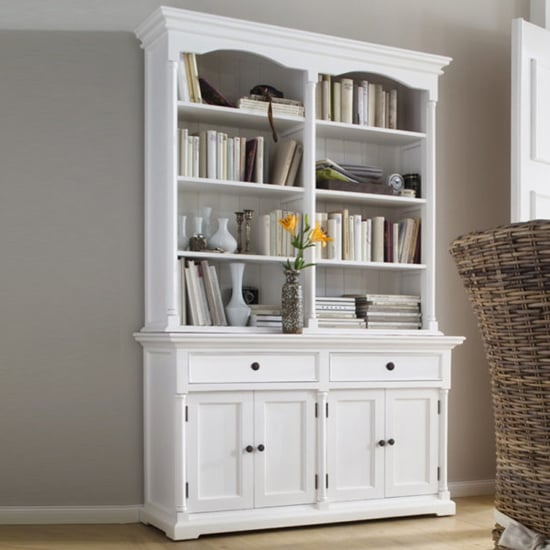 Product photograph of Proviko Wooden Bookshelf Hutch Cabinet In Classic White from Furniture in Fashion