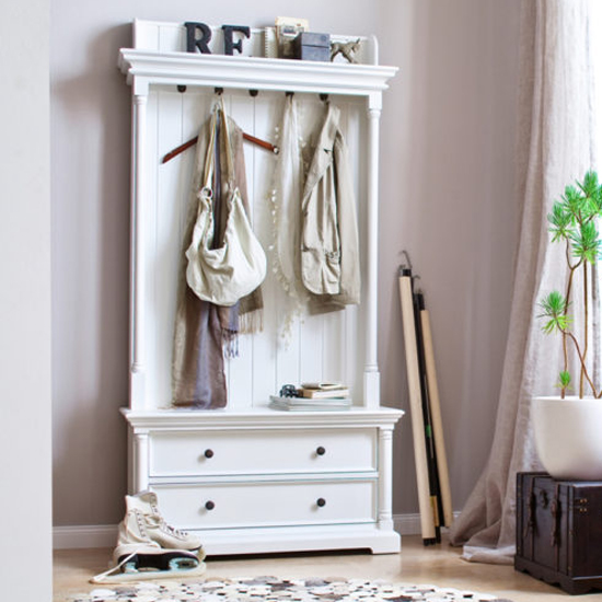 Product photograph of Proviko Wooden Coat Rack With Drawers In Classic White from Furniture in Fashion