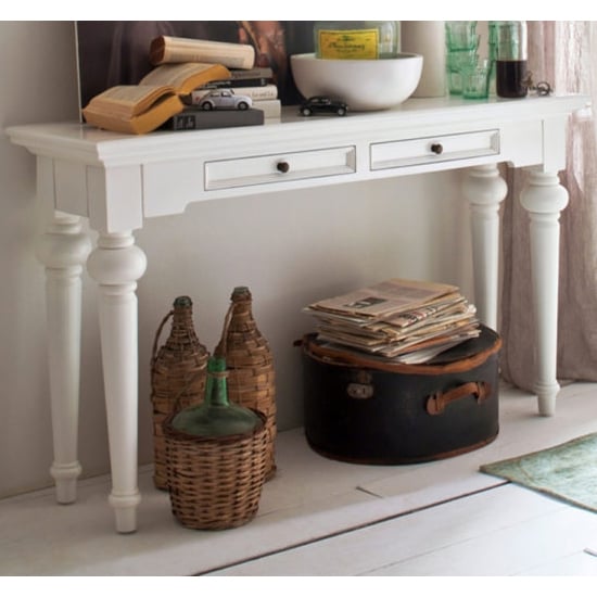 Product photograph of Proviko Wooden Console Table In Classic White from Furniture in Fashion