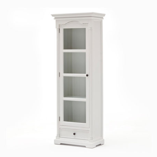 Proviko Glass Door Wooden Display In Classic White Furniture