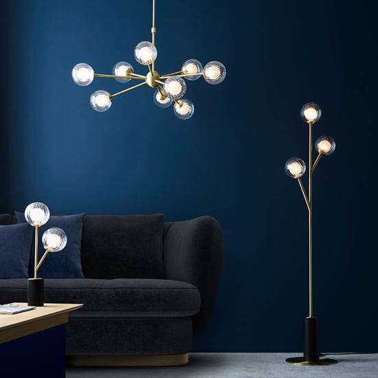 Provo Clear And Glass Shade Table Lamp In Satin Brass