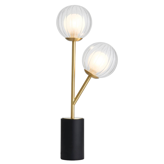 Provo Clear And Glass Shade Table Lamp In Satin Brass