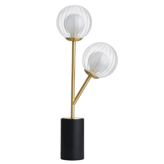 Provo Clear And Glass Shade Table Lamp In Satin Brass
