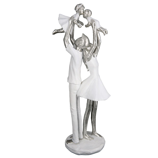 Provo Polyresin Familienzeit Sculpture In White And Silver