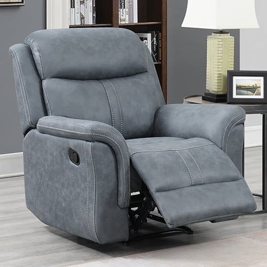 Proxima Manual Fabric Recliner 1 Seater Sofa In Slate Grey