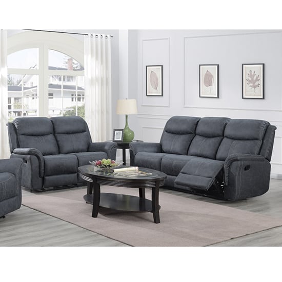 Read more about Proxima manual fabric recliner 3+2 sofa set in slate grey