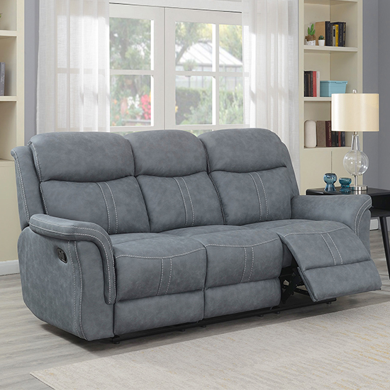 Read more about Proxima manual fabric recliner 3 seater sofa in slate grey