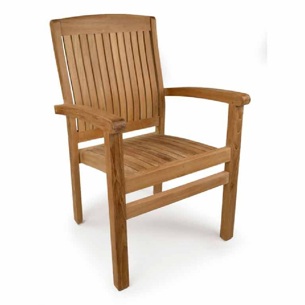 Pryor Teak Wooden Outdoor Arm Chairs In Pair