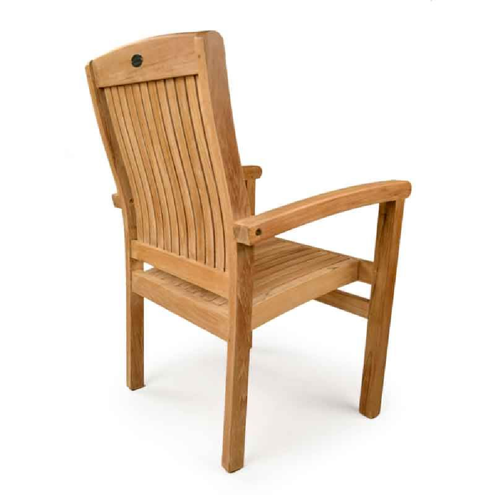 Pryor Teak Wooden Outdoor Arm Chairs In Pair
