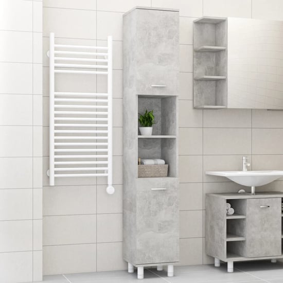 Pueblo Bathroom Storage Cabinet With 2 Doors In Concrete Effect