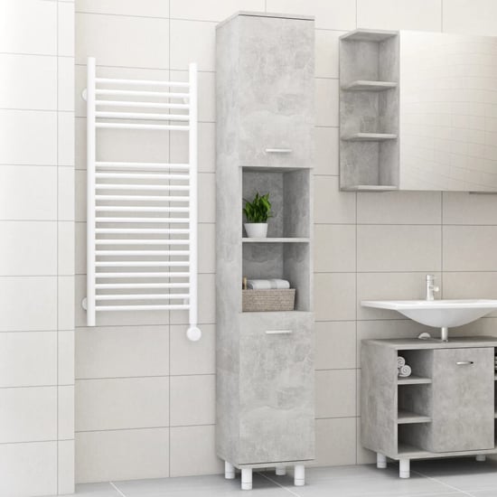 Photo of Pueblo bathroom storage cabinet with 2 doors in concrete effect