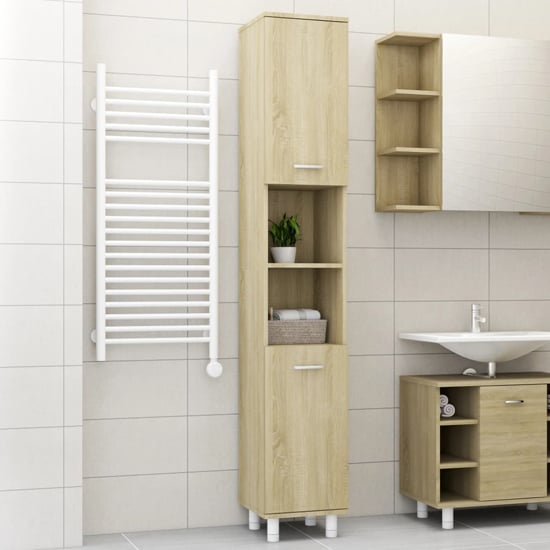 Product photograph of Pueblo Bathroom Storage Cabinet With 2 Doors In Sonoma Oak from Furniture in Fashion
