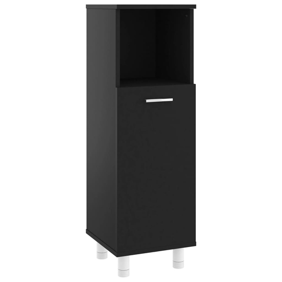Pueblo Wooden Bathroom Storage Cabinet With 1 Door In Black