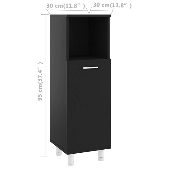 Pueblo Wooden Bathroom Storage Cabinet With 1 Door In Black