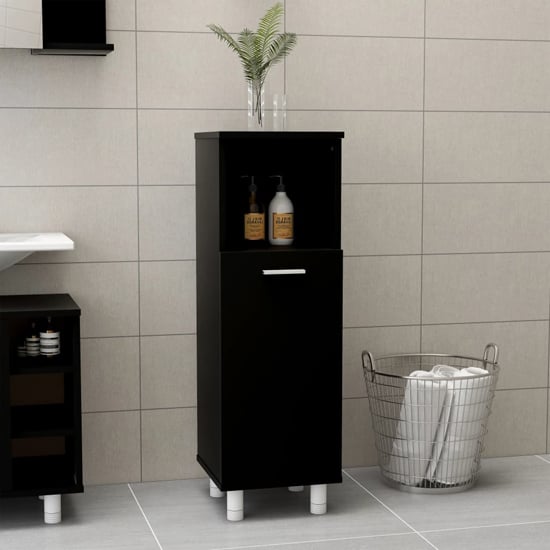 Read more about Pueblo wooden bathroom storage cabinet with 1 door in black
