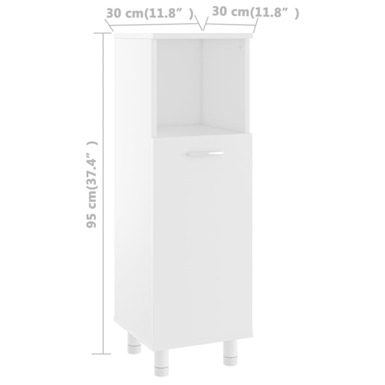 Pueblo Wooden Bathroom Storage Cabinet With 1 Door In White