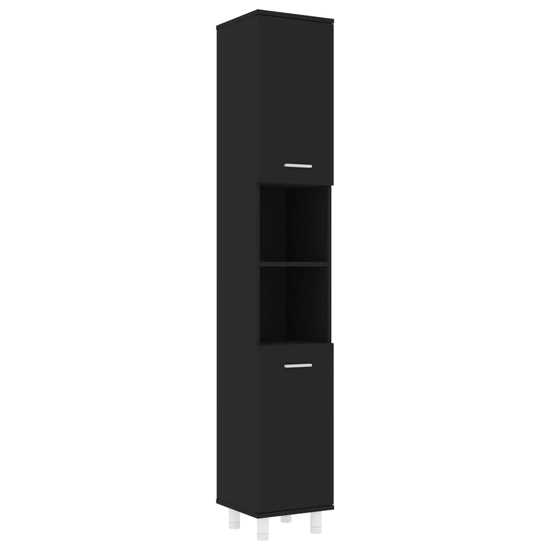 Pueblo Wooden Bathroom Storage With 2 Doors In Black