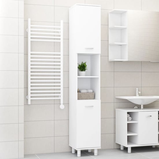 Read more about Pueblo wooden bathroom storage cabinet with 2 doors in white