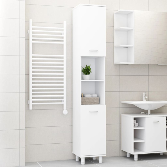 Photo of Pueblo wooden bathroom storage cabinet with 2 doors in white