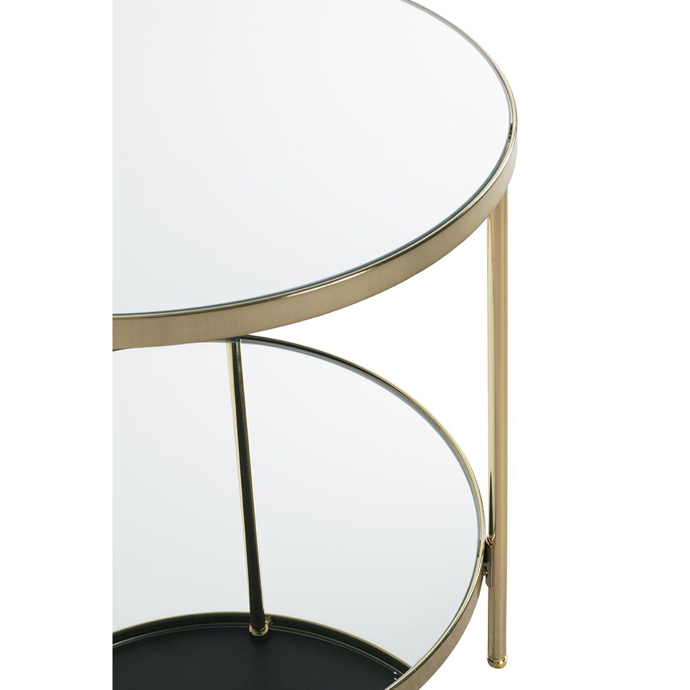 Pulaski Large Mirrored Round End Table With Brass Frame