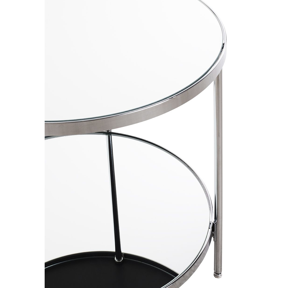 Pulaski Large Mirrored Round End Table With Chrome Frame