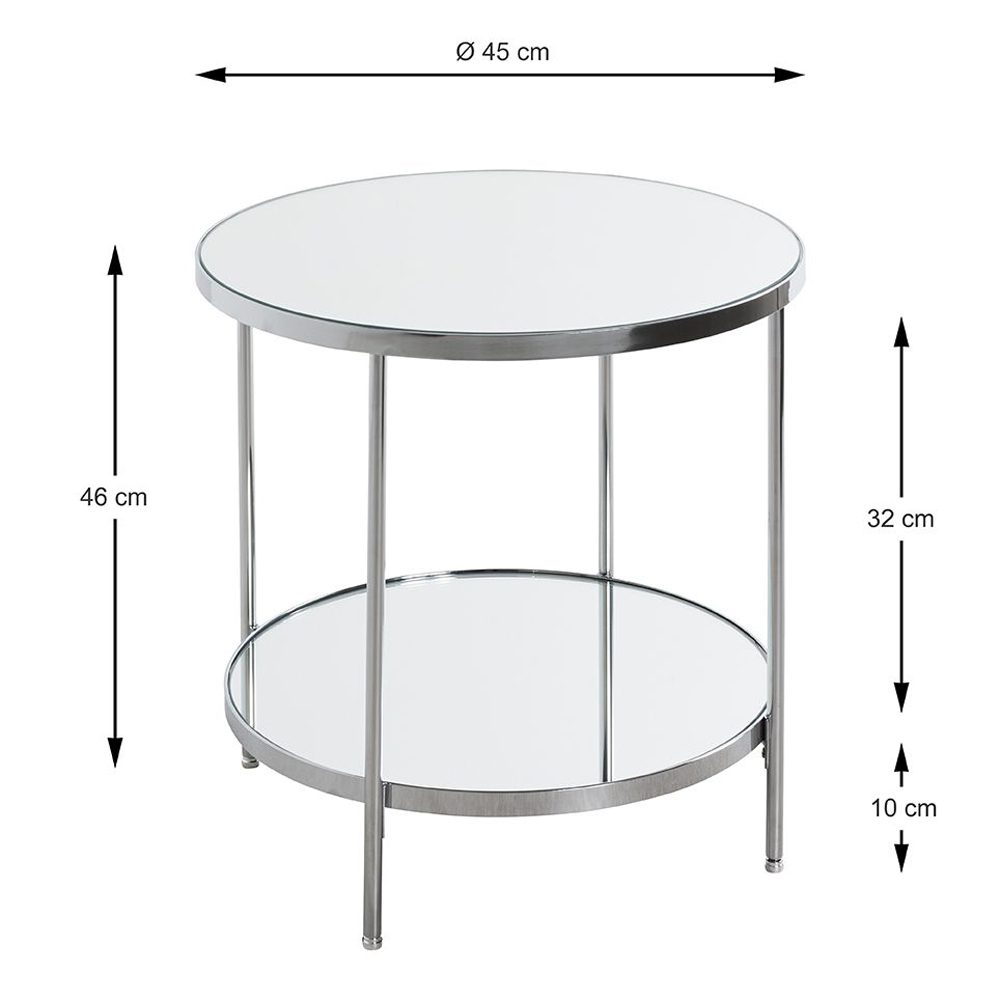 Pulaski Large Mirrored Round End Table With Chrome Frame