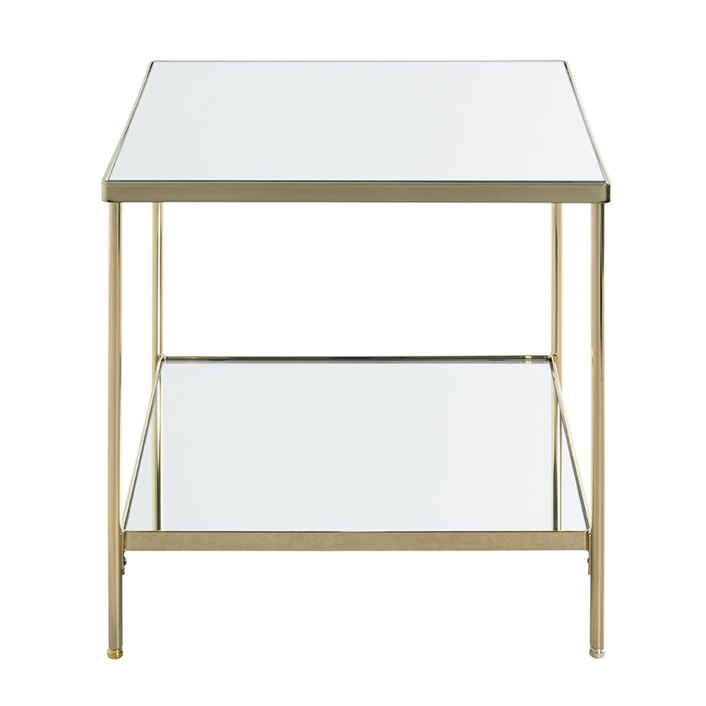 Pulaski Large Mirrored Square End Table With Brass Frame