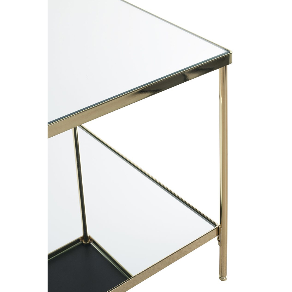 Pulaski Large Mirrored Square End Table With Brass Frame