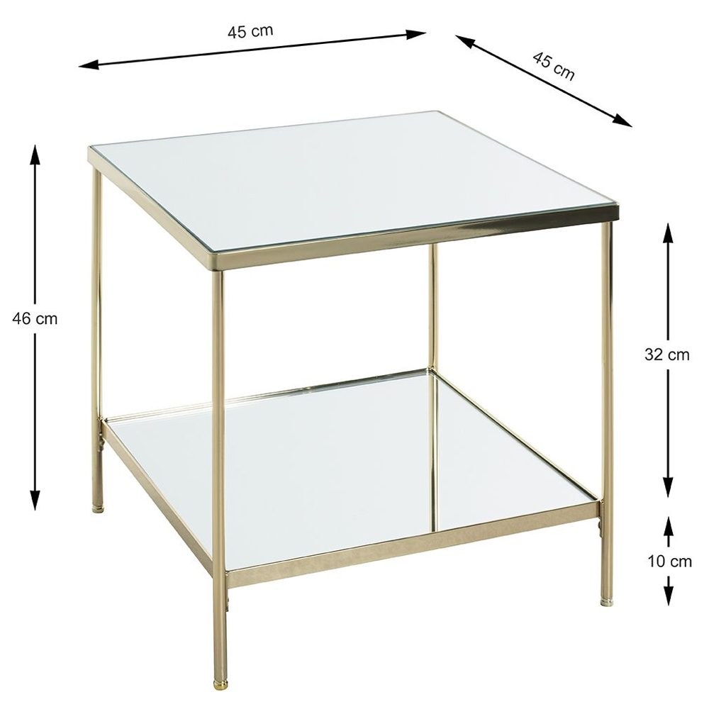 Pulaski Large Mirrored Square End Table With Brass Frame
