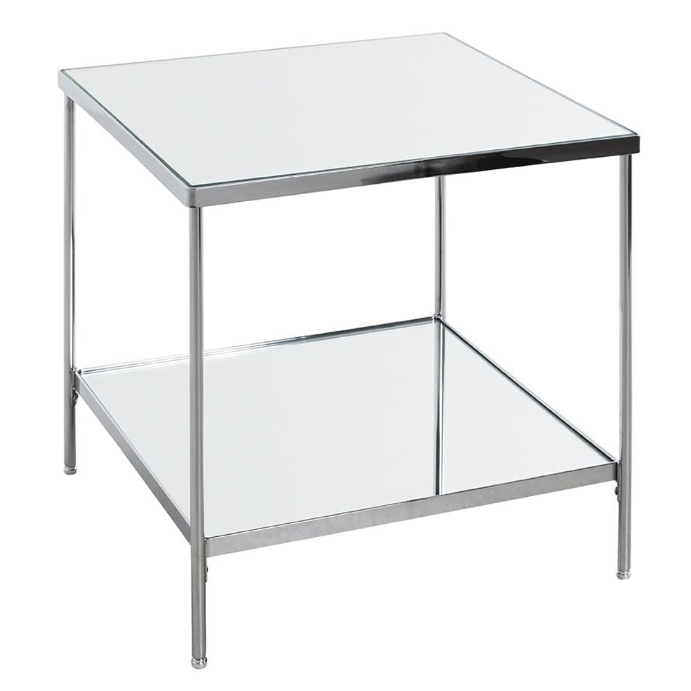 Pulaski Large Mirrored Square End Table With Chrome Frame