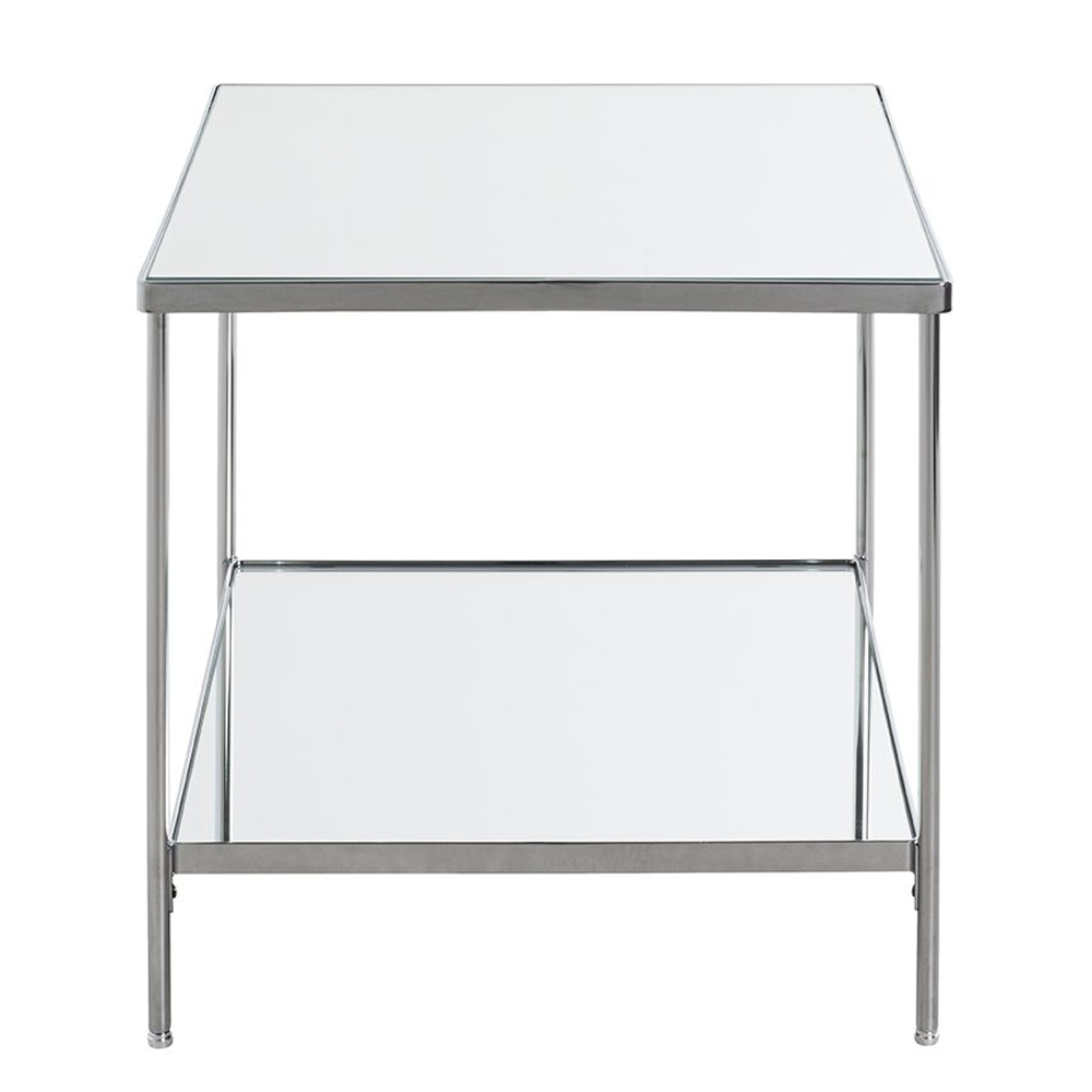 Pulaski Large Mirrored Square End Table With Chrome Frame