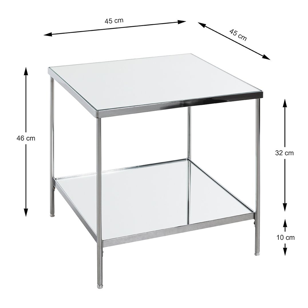 Pulaski Large Mirrored Square End Table With Chrome Frame