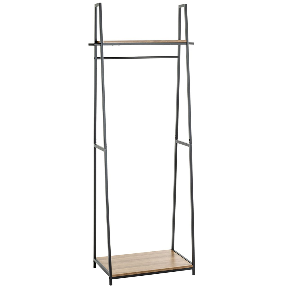 Pulaski Large Wooden Coat Stand With Metal Frame In Dark Oak